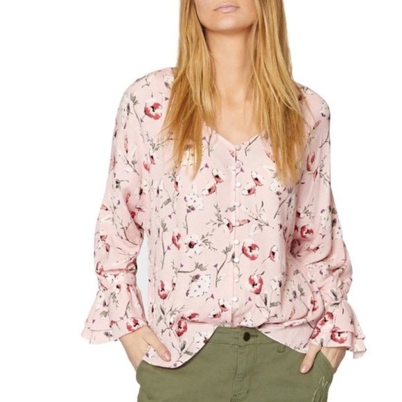 Sanctuary Tops - Sanctuary Garden Party Button-Down Floral Blouse M